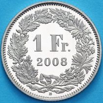 Швейцария 1 франк 2008 год. BU