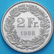 Швейцария 2 франка 1988 год.