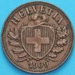 Монета Швейцария 2 раппена 1909 год. 