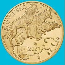 Словакия 5 евро 2021 год. Волк