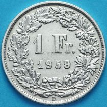 Швейцария 1 франк 1959 год. Серебро.