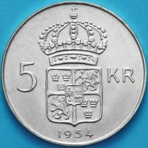 Швеция 5 крон 1954 год. Густав VI Адольф. Серебро.