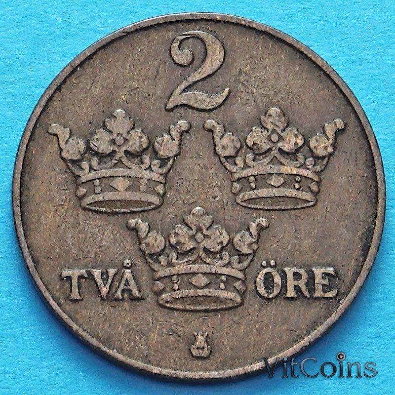 Монета Швеция 2 эре 1920 год.