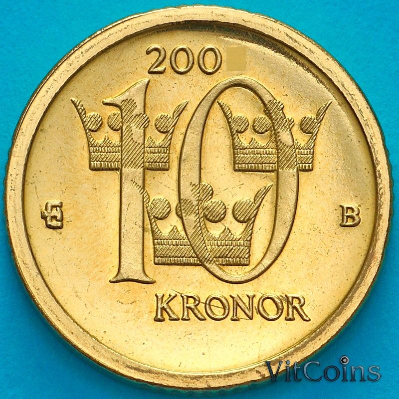 Монета Швеция 10 крон 2001 год. BU