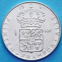 Швеция 1 крона 1965 год. Густав VI Адольф. Серебро