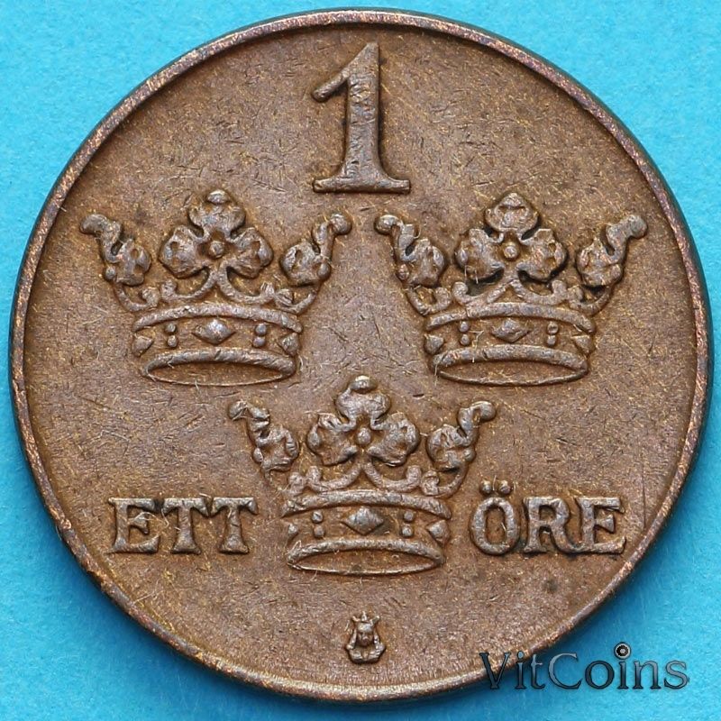 Монета Швеция 1 эре 1915 год.