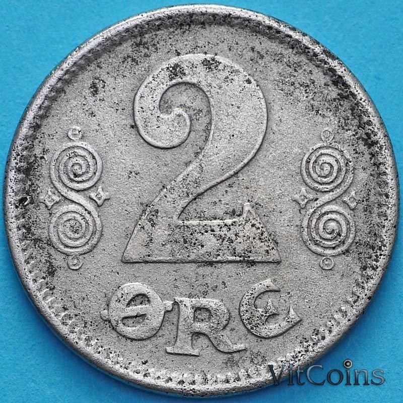 Монета Дания 2 эре 1918 год.