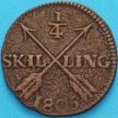 Монета Швеция 1/4 скиллинга 1806 год.  №2