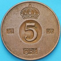 Швеция 5 эре 1952 год