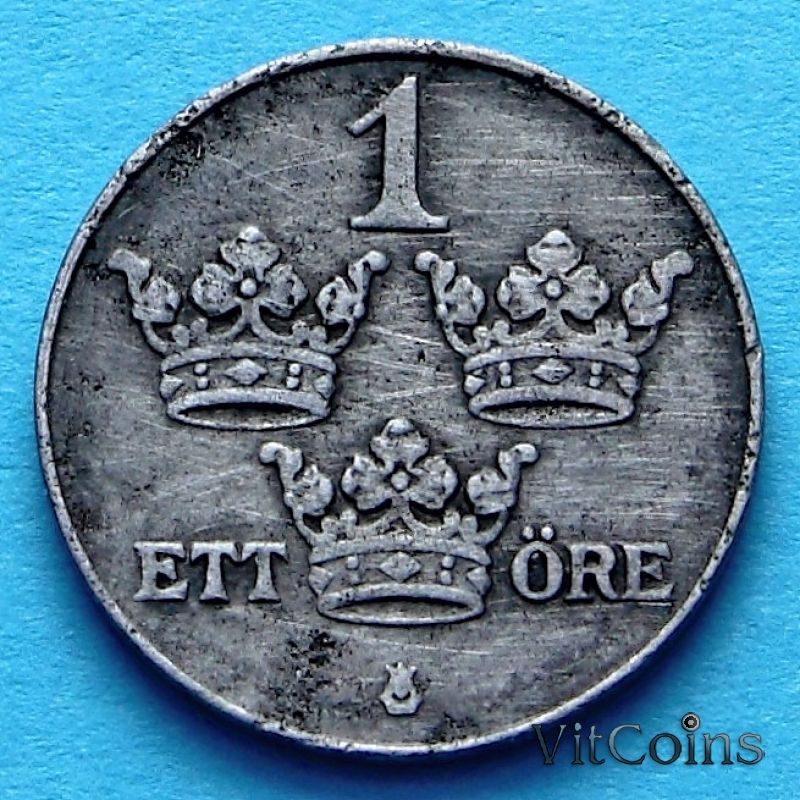 Швеция монета 1 эре 1918 год
