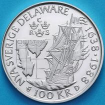 Швеция 100 крон 1988 год. Делавер Серебро