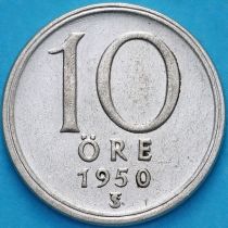 Швеция 10 эре 1950 год. Серебро.