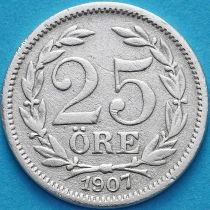 Швеция 25 эре 1907 год. EB. Серебро.