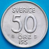 Швеция 50 эре 1953 год. Серебро