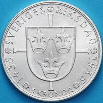 Швеция 5 крон 1935 год. 500 лет Риксдагу . Серебро.