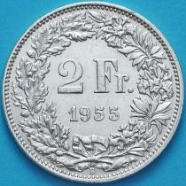 Швейцария 2 франка 1955 год. Серебро.
