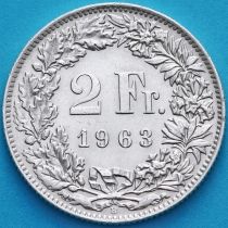 Швейцария 2 франка 1963 год. Серебро.