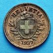 Монета Швейцарии 1 раппен 1937 год.