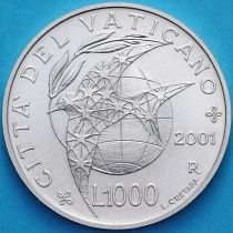 Ватикан 1000 лир 2001 год. Серебро.