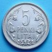 Монета Литвы 5 лит 1925 г. Серебро