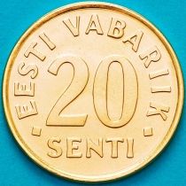 Эстония 20 сентов 1992 год.