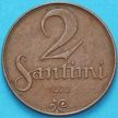 Монета Латвия 2 сантима 1922 год.