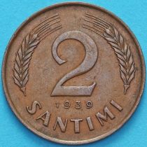 Латвия 2 сантима 1939 год.