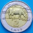 Монета Латвия 2 лата 2009 год. Корова.