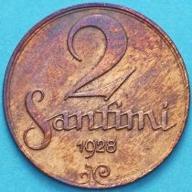 Латвия 2 сантима 1928 год.