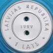 Монета Латвия 1 лат 1999 год. Миллениум. Серебро.