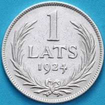 Латвия 1 лат 1924 год. Серебро. №2