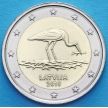 Монета Латвия 2 евро 2015 год. Черный аист.