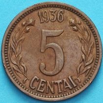 Литва 5 центов 1936 год.