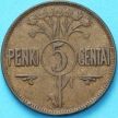 Монета Литва 5 сенти 1925 год.