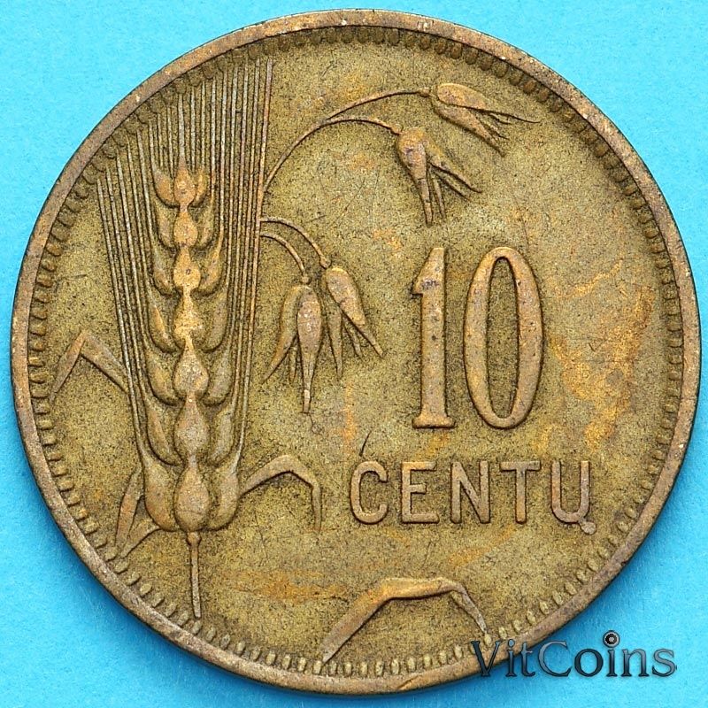 Монета Литва 10 сенти 1925 год. VF