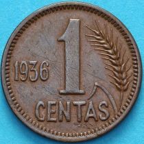 Литва 1 сенти 1936 год.
