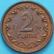 Монета Литва 2 сенти 1936 год.