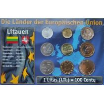 Литва набор монет 1991-2002 год.